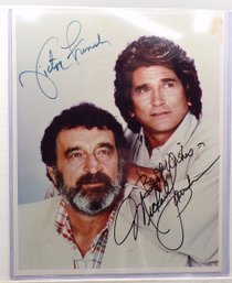 Signed Photo, Michael Landon And Victor French Highway To Heaven 8x10, 1980s TV Stars, Still Color Photo