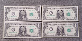 (4) Four Consecutive Serial Number 1988-A $1 Federal Reserve Notes Gem Crisp Uncirculated