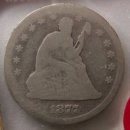 1877-CC (Carson City) Seated Liberty Silver Quarter 'Some Liberty' (Type 4-'Motto Above Eagle, No Arrows)