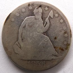 1856 Seated Liberty Silver Half Dollar (Type 1, No Arrows & No Motto)