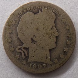 1907 Barber Silver Quarter Dollar