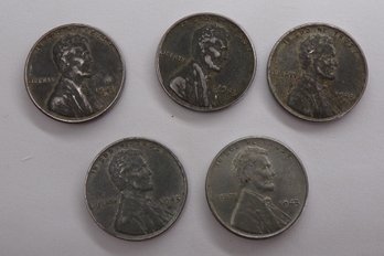 (5) 1943 Steel Wheat Cents (Not Searched)