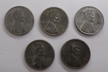 (5) 1943 Steel Wheat Cents