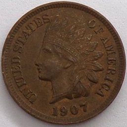 1907 Indian Head Cent AU/BU (Full Bold Liberty)