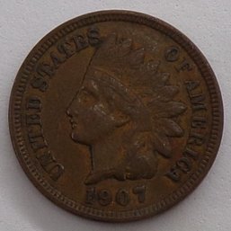 1907 Indian Head Cent (Full Liberty) AU/UNCIRCULATED