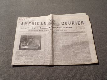 Authentic & Excellent Condition Saturday June 21, 1856, American Courier 'Philadelphia' Newspaper