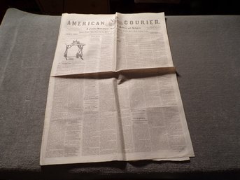 Authentic & Excellent Condition Saturday April 8, 1854, American Courier 'Philadelphia' Newspaper