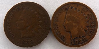 (2) Indian Head Cents 1883 & 1888