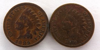 (2) Indian Head Cents 1889 & 1880