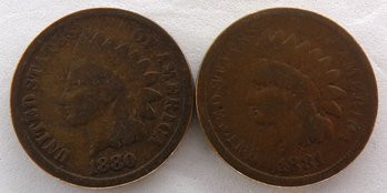 (2) Indian Head Cents 1880 & 1881