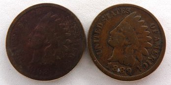 (2) Indian Head Cents 1889 & 1882