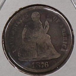 1876-CC Seated Liberty Silver Dime (Partial Liberty)