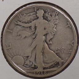 Beautiful 1918-S Walking Liberty Silver Half Dollar