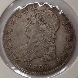 Error Beautiful 1829/1827 Capped Bust Silver Half Dollar (Bottom Of 9 Shows Overdate)