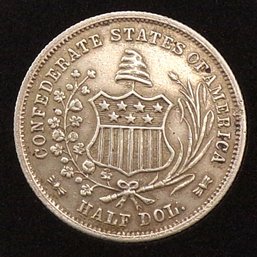 Originally Struck 1861 (1962 Restrike) Confederate Silver Half Dollar (Only 5000 Minted) GEM BU