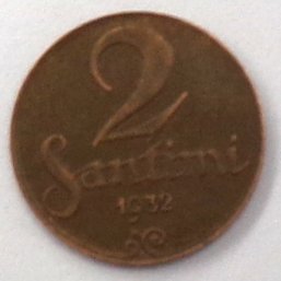 1932 Republic Of Latvia 2 Santimi