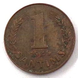 Republic Of Latvia 1939 1 Santimi (Scarce, Most Not Placed Into Circulation & Destroyed)
