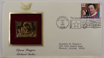 22kt Gold Replica 1997 (Opera Singers) 32C Richard Tucker Stamp With Original First Day Of Issue Cover