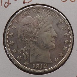 Beautiful 1912-D Barber Silver Half Dollar Choice Brilliant Uncirculated