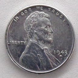 Error 1943-D/D & Struck Through Grease Steel Lincoln Wheat Cent Brilliant Uncirculated