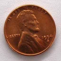 Error 1954-S (DDO Date) Lincoln Wheat Cent Brilliant Uncirculated Red