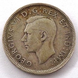 1942 Canadian Silver Quarter Dollar Lightly Circulated