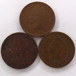 (3) Indian Head Cents 1903, 1907, 1909
