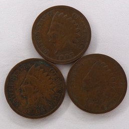 (3) Indian Head Cents 1904, 1907, 1909