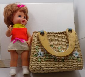 Vintage 1967 Mattel 'Walking Dolly' & Girls Purse (Unknown If Doll Operates)