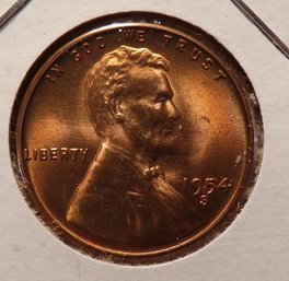 1954-S Lincoln Wheat Cent Brilliant Uncirculated Red (Toned)