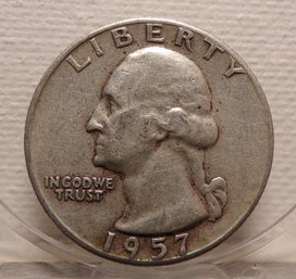 1957 Silver Washington Quarter Dollar Lightly Circulated