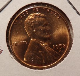 Error 1958-D Lincoln Wheat Cent Brilliant Uncirculated Red DDO