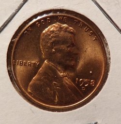 1958-D Lincoln Wheat Cent Brilliant Uncirculated Red 'Micro D'