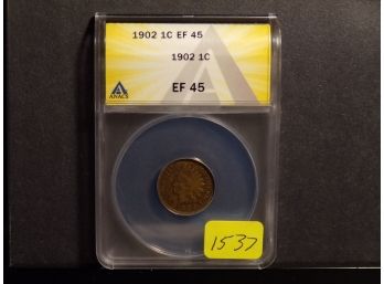 1902 Indian Head Cent ANACS EF 45