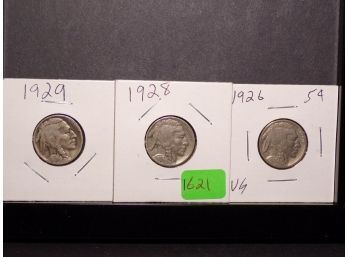 (3) Buffalo Nickels 1923, 1925, 1929