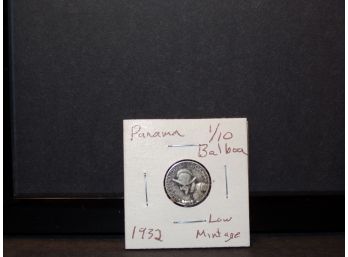 Semi Key Date Low Mintage 1932 Silver Panama 110 Balboa