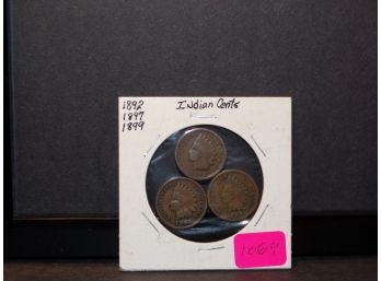 (3) Indian Cents 1892, 1897, 1899