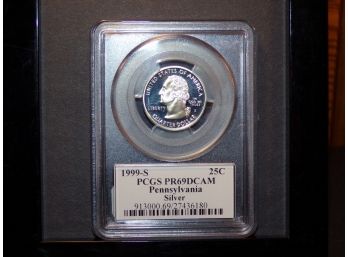 1999-S SILVER Quarter Dollar (Pennsylvania) PCGS PR69DCAM