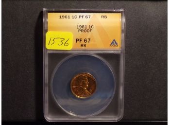1961 Proof Lincoln Memorial Cent ANACS PF 67 RB