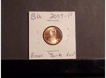 Error 2009-P Lincoln Cent Formative Years, Die Error 'Book Low' Brilliant Uncirculated