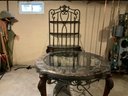 Beautiful Ashley Furniture Wrought Iron Carved Wood And Marble Bakers Rack