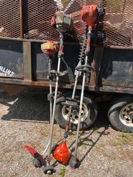 Lot Of 4 Non Working Gas Powered Yard Tools Weed Wackers And Hedge Trimmer As Pictured