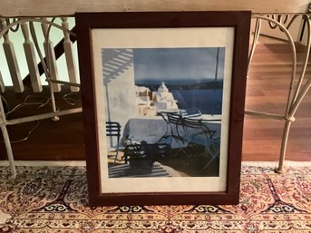Georges Blouin Custom Framed Lithograph Terrasse Au Soleil, Chaises/ Mediterranean View