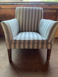 Small Grey And White Striped Accent Childrens Upholstered Chair