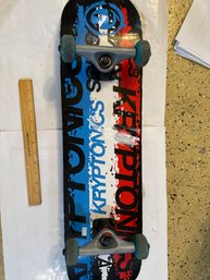 KRYPTONICS 30 Inch X 7.5 Inch Skateboard Complete Red White & Blue