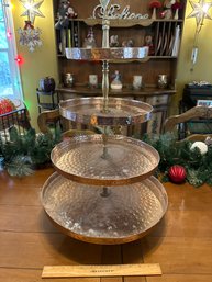 FOUR TIERED TRAY WITH HAMMERED COPPER FINISH