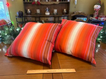 Eddie Bauer Home Set Of 2 14x14 Indoor Outdoor Striped Pillows