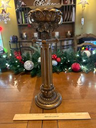 16 Inch Bronze Colored Resin Elephant Pillar Candleholder