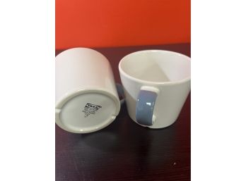 Set Of 2 Ikea Mugs Off White With Blue Handles