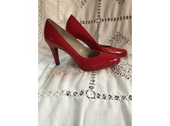 Ellen Tracy Red Patent Leather Carlton High Heel Shoes New Size